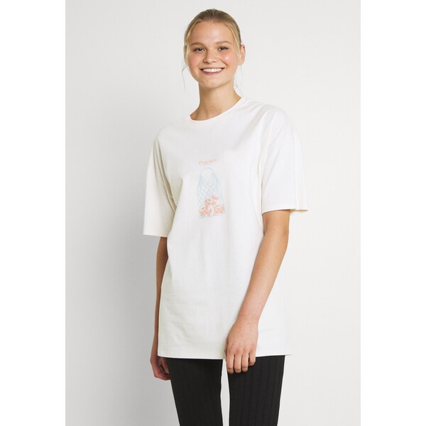 NU-IN PEACH BAG OVERSIZED T-shirt z nadrukiem off white NUF21D01R-A11