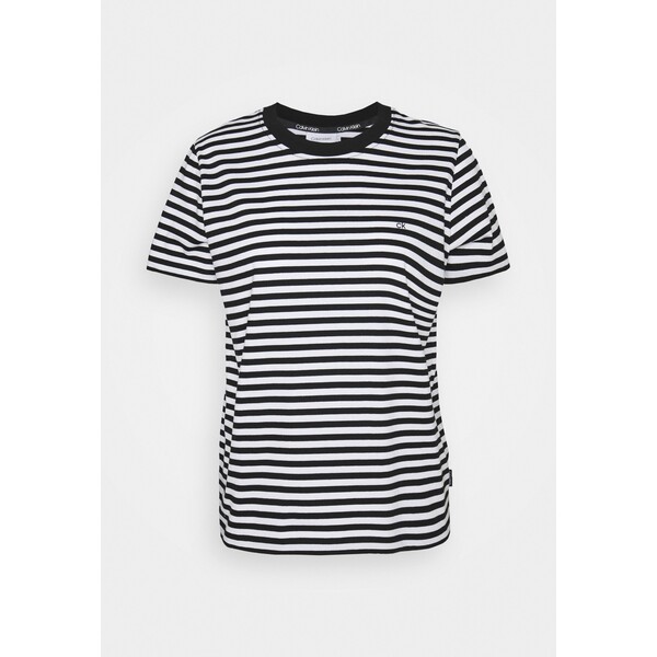 Calvin Klein SMALL STRIPE C NECK T-shirt z nadrukiem black/bright white 6CA21D04C-Q11