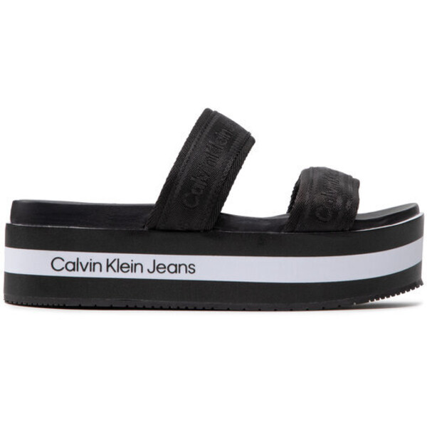 Calvin Klein Jeans Klapki Flatform Sandal Twostraps YW0YW00561 Czarny