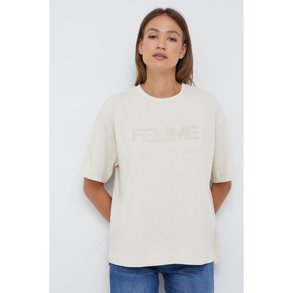 Selected Femme t-shirt bawełniany 16085620.Birch