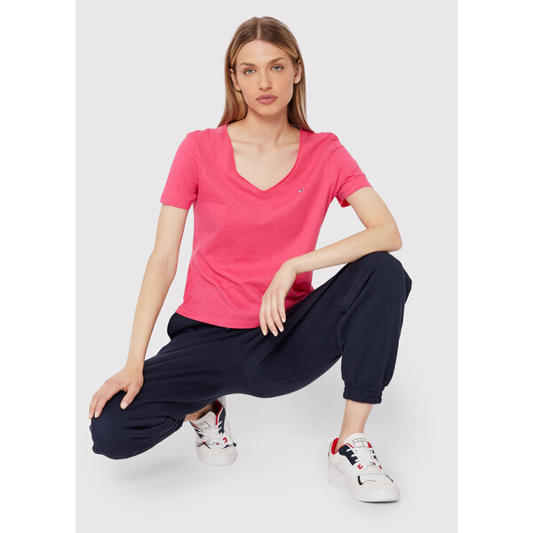 Tommy Jeans T-Shirt DW0DW09195 Różowy Slim Fit