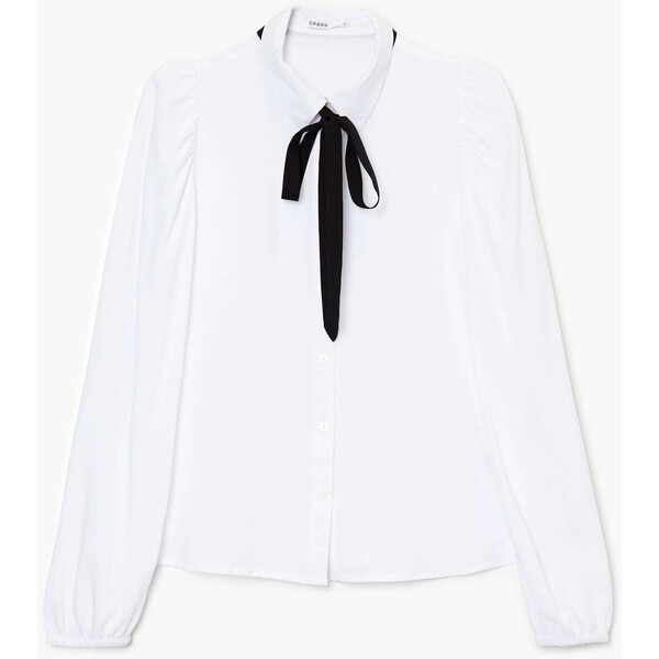 Cropp Biała koszula z czarną wstążką 5949N-00X