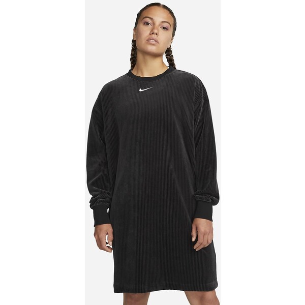 Damska welurowa sukienka z długim rękawem i półokrągłym dekoltem Nike Sportswear