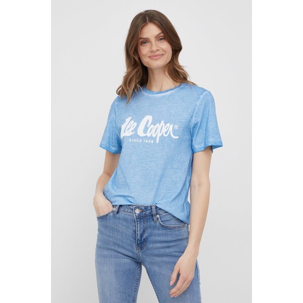 Lee Cooper t-shirt bawełniany TSLOGO106066BLUE