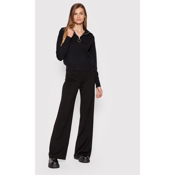 NA-KD Spodnie materiałowe Knitted 1100-004513-0002-003 Czarny Regular Fit