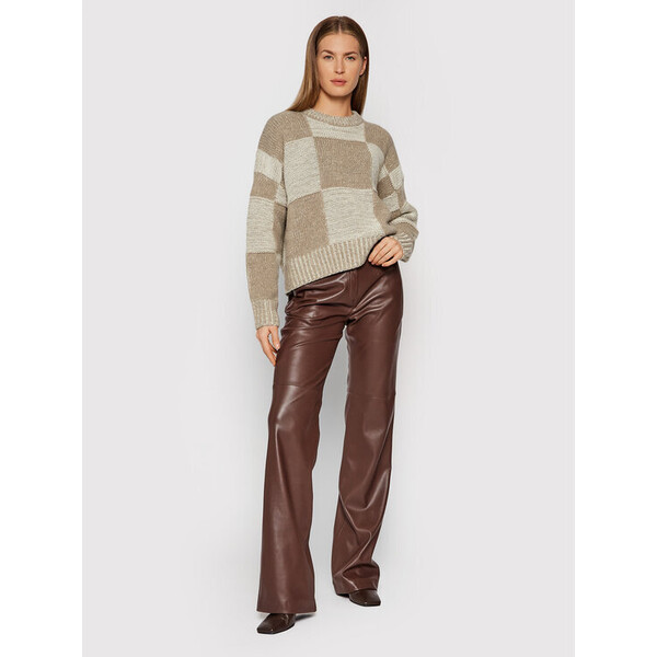 Trussardi Sweter Chequerboard 56M00461 Beżowy Relaxed Fit