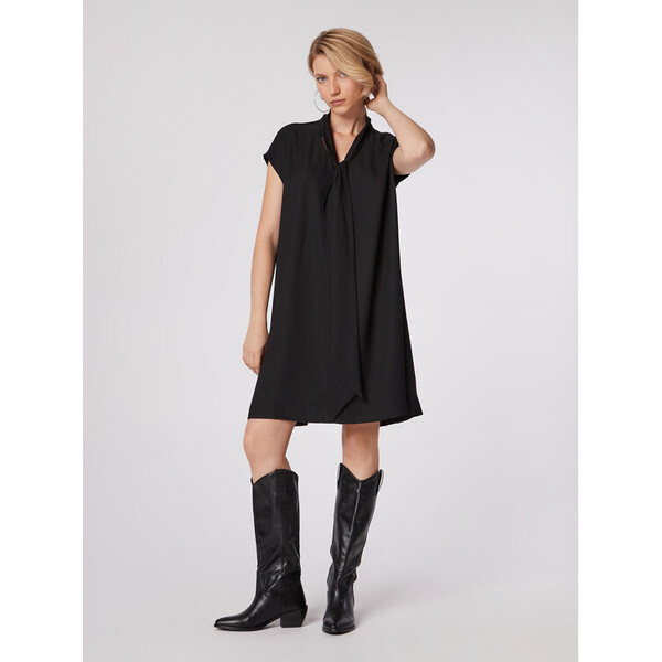 Simple Sukienka koktajlowa SUD509-01 Czarny Loose Fit