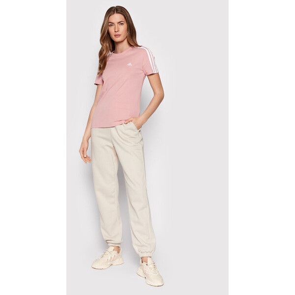 adidas T-Shirt Essentials 3-Stripes HF7236 Różowy Slim Fit