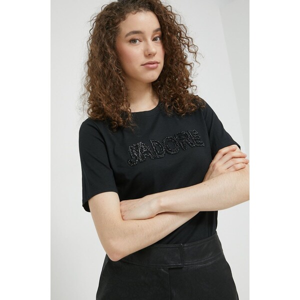 JDY t-shirt bawełniany 15268460.Black