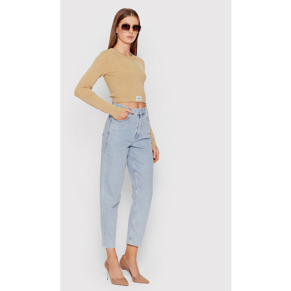 Calvin Klein Jeans Sweter J20J219156 Beżowy Slim Fit