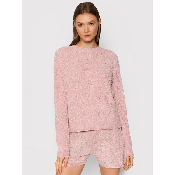 TWINSET Komplet sweter i szorty materiałowe 212LL3GKK Różowy Regular Fit