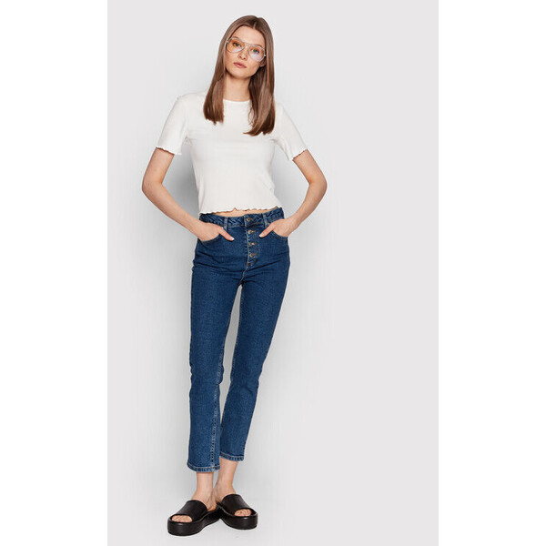NA-KD Jeansy Button Up 1100-005807-0116-581 Granatowy Skinny Fit