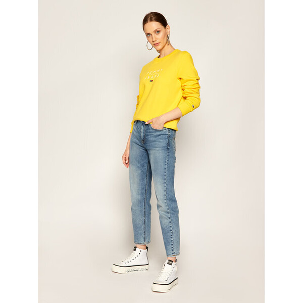 Tommy Jeans Bluza Essential Logo DW0DW08554 Żółty Regular Fit