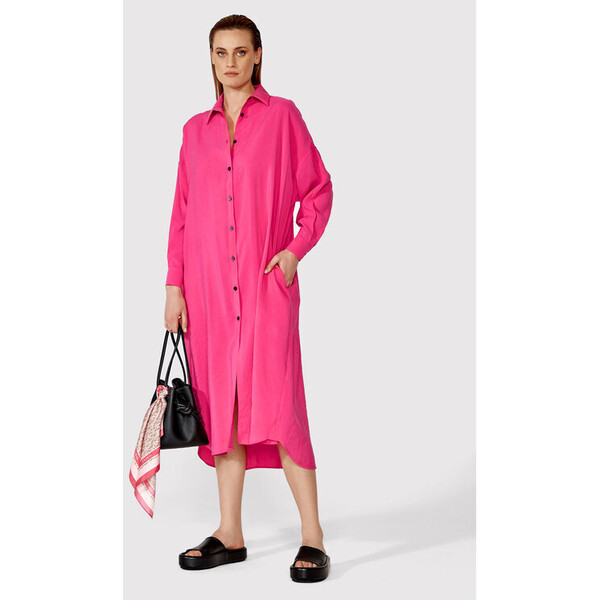 Simple Sukienka koszulowa SUD068 Różowy Relaxed Fit