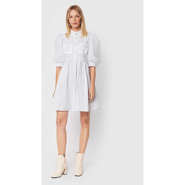 Custommade Sukienka koszulowa Lema Stripes 999362419 Biały Regular Fit