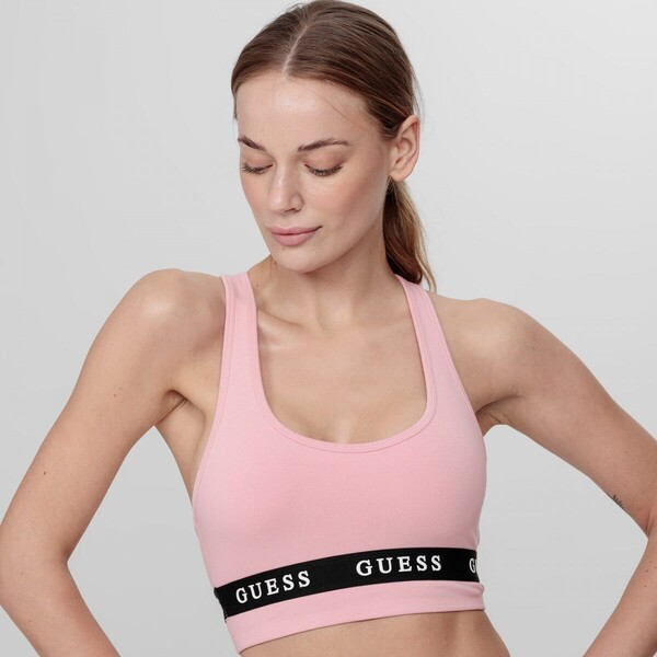 Damski top GUESS ALINE TOP ECO STRETCH - koralowy