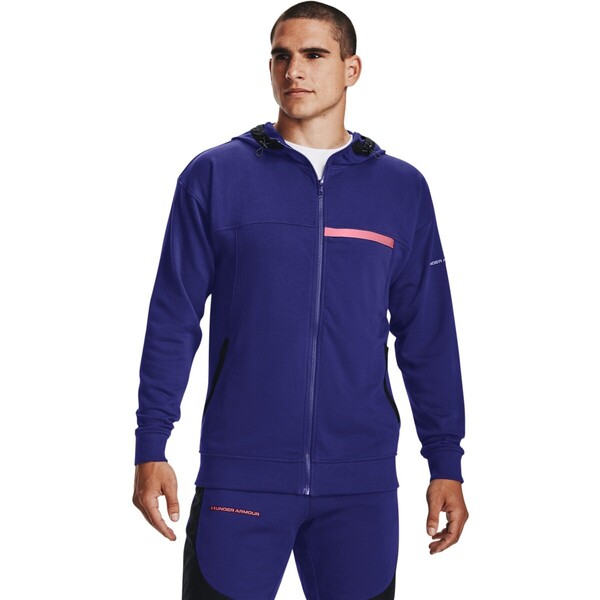 Męska bluza treningowa UNDER ARMOUR RIVAL TERRY AMP FZ HD - granatowa