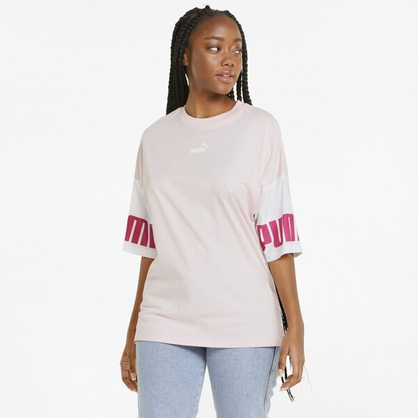 Damski t-shirt PUMA Power Colorblock Tee - różowy