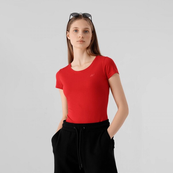 Damski t-shirt basic 4F NOSD4-TSD300 - czerwony