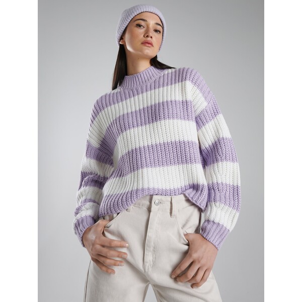 Cropp Sweter w biało-fioletowe pasy 6028N-04X