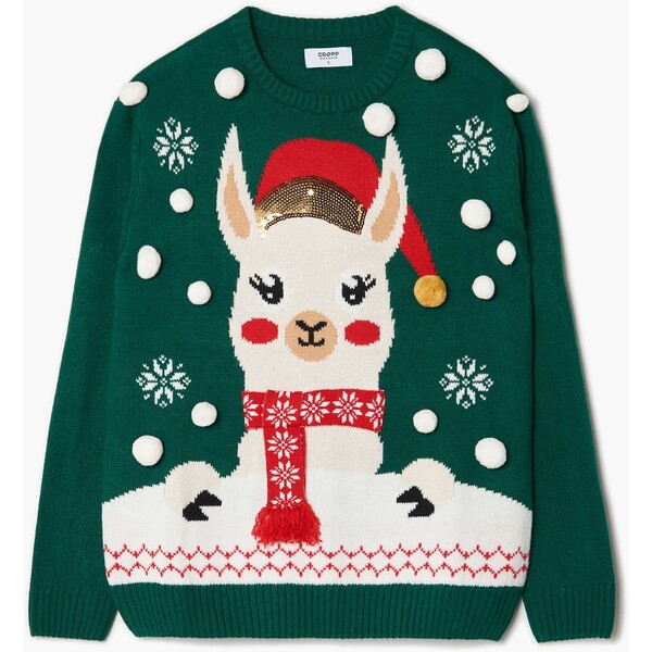 Cropp Ciemnozielony sweter świąteczny 7003N-77X