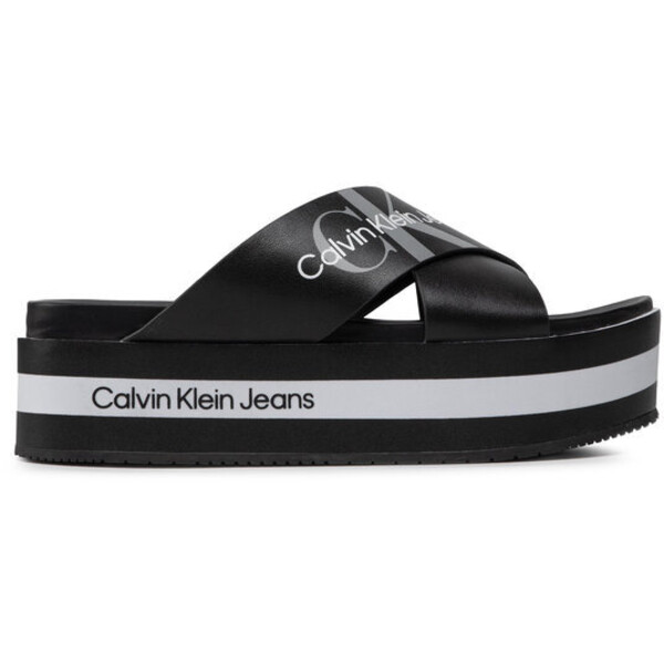 Calvin Klein Jeans Klapki Flatform Sandal Crisscross YW0YW00562 Czarny
