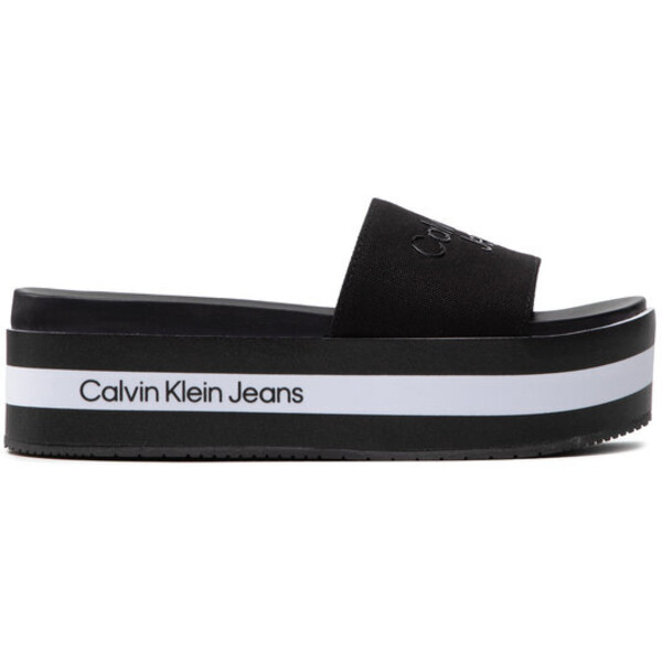 Calvin Klein Jeans Klapki Flatform Sandal Slide YW0YW00563 Czarny