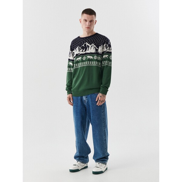 Cropp Zielony świąteczny sweter 5903N-79X