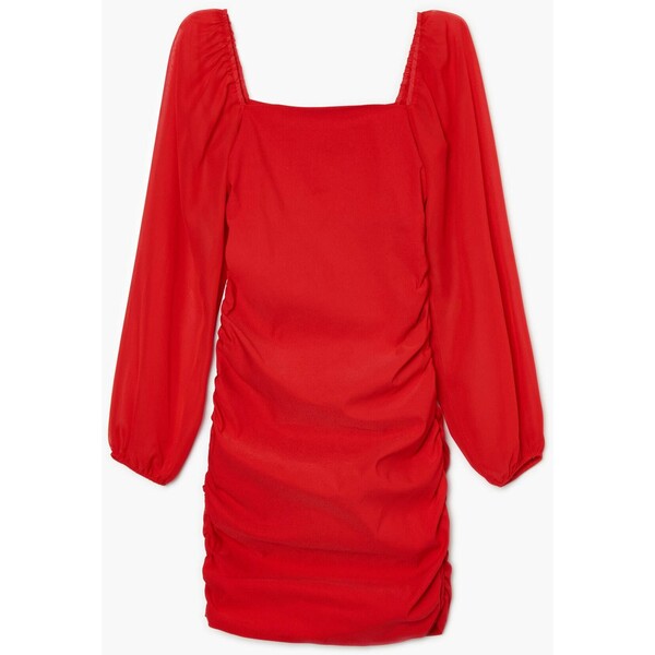 Cropp Czerwona sukienka z bufiastymi rękawami 0527U-92X