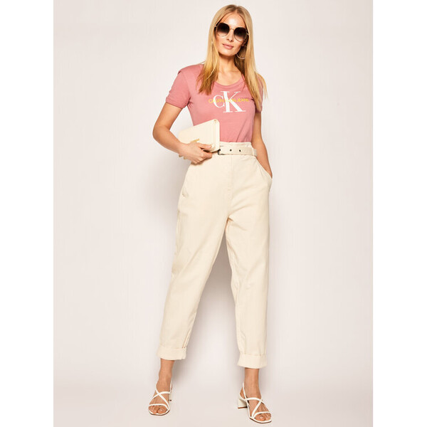 Calvin Klein Jeans T-Shirt Fitted Organic Cotton Logo J20J213561 Różowy Slim Fit