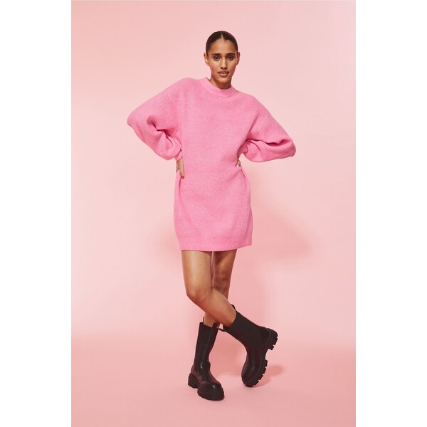 H&M Dzianinowa sukienka - 1090745001 Różowy