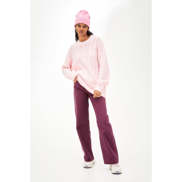 H&M Sweter oversize w warkoczowy splot - 1091724006 Jasnoróżowy