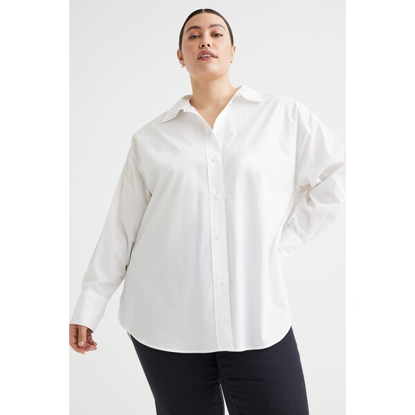 H&M H&M+ Bawełniana koszula oversize - 1084343003 Biały