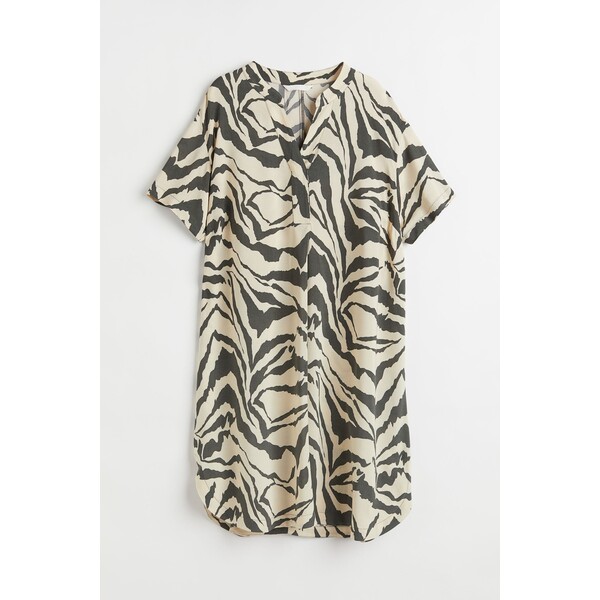 H&M Tunika z dekoltem w serek - 1058018001 Light beige/Zebra print