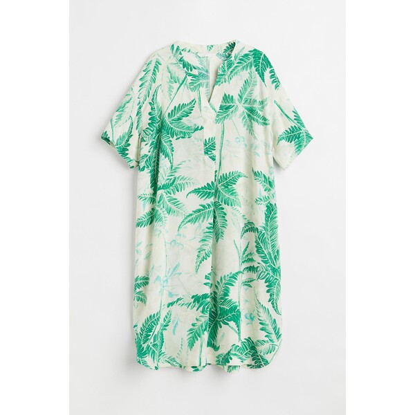 H&M Tunika z dekoltem w serek - 1058018017 Zielony/Liście palmy