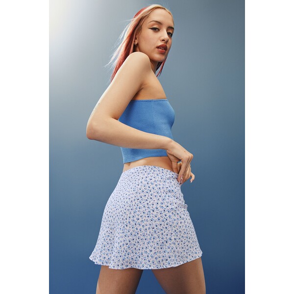 H&M Trapezowa spódnica - 1045726010 Biały/Niebieskie kwiaty