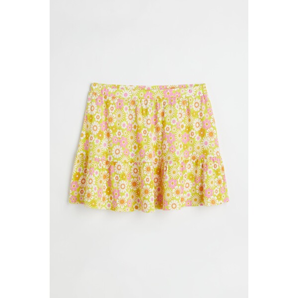 H&M Sukienka z krepy z falbaną - Normalna talia - Krótka - -ONA 1081700001 Żółty/Kwiaty