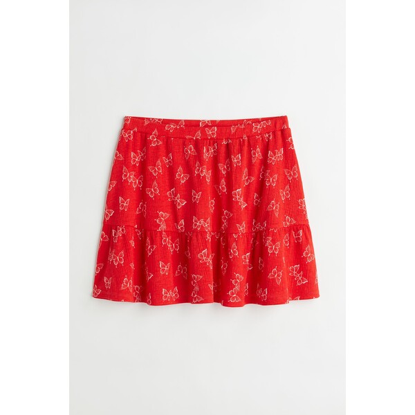 H&M Sukienka z krepy z falbaną - Normalna talia - Krótka - -ONA 1081700001 Czerwony/Motyle
