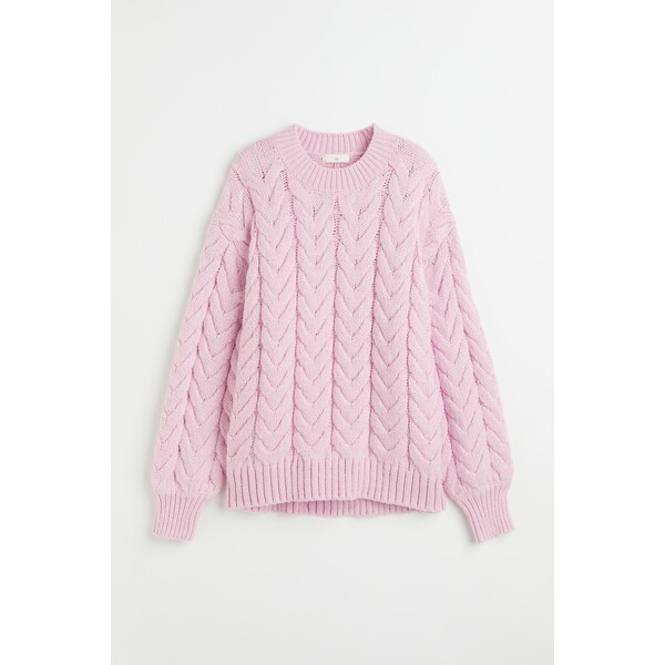 H&M Sweter w warkoczowy splot - 0984832002 Różowy