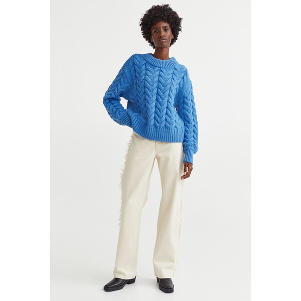 H&M Sweter w warkoczowy splot - 0984832002 Niebieski