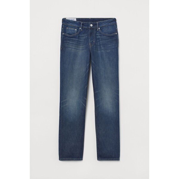 H&M Straight Regular Jeans - - ON 0811993065 Ciemnoniebieski denim