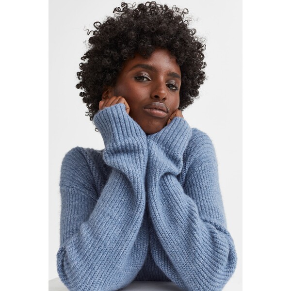 H&M Sweter o splocie w prążki - 1082853020 Niebieski