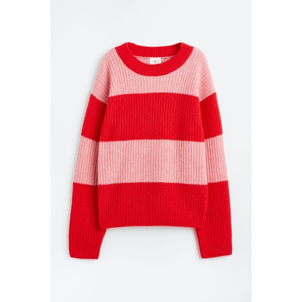 H&M Sweter o splocie w prążki - 1082853020 Red/Striped