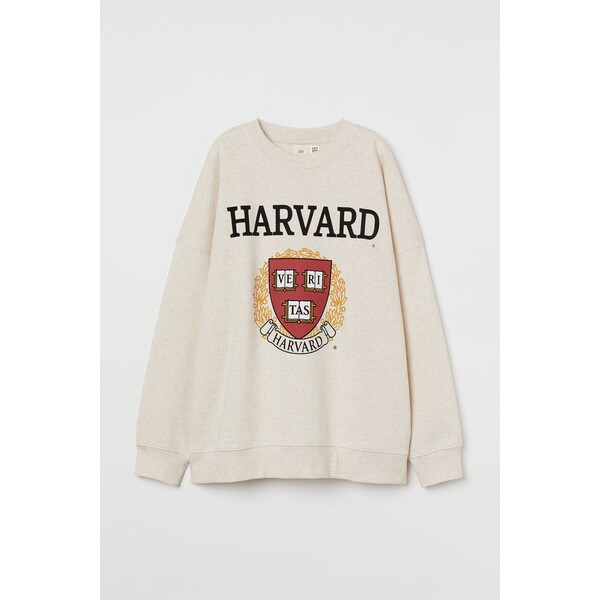 H&M Bluza z nadrukiem - 0875968028 Jasnobeżowy/Harvard
