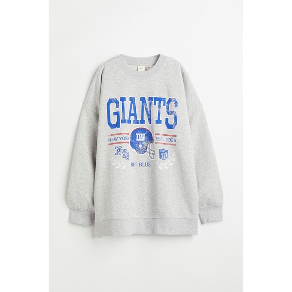 H&M Bluza z nadrukiem - 0875968028 Jasnoszary melanż/Giants