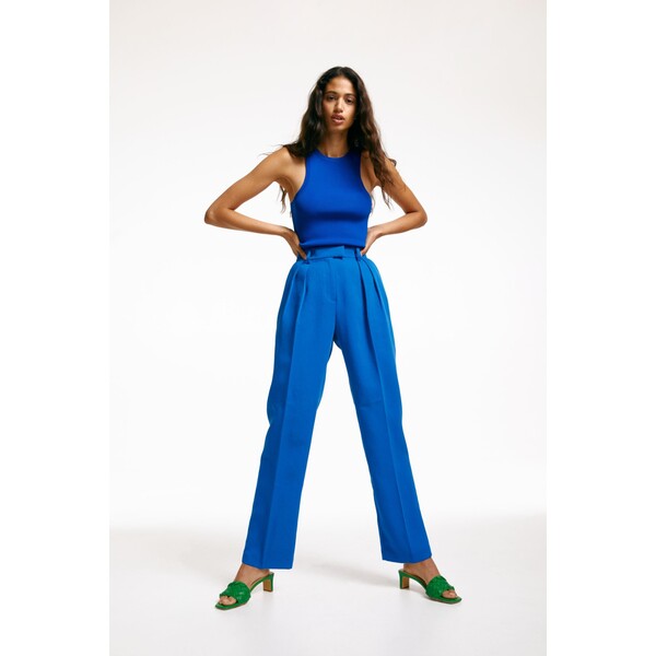 H&M Eleganckie spodnie z wysokim stanem - 1098119006 Jaskrawoniebieski
