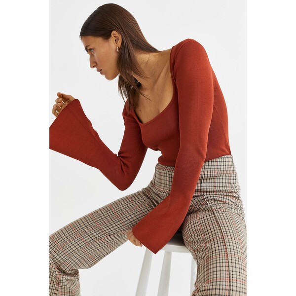 H&M Sweter z rozszerzanym rękawem - 1125581002 Rdzawoczerwony