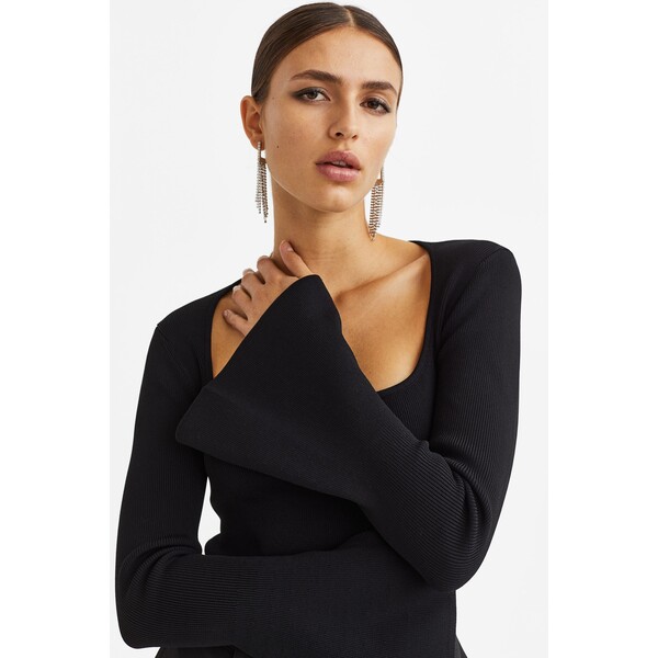 H&M Sweter z rozszerzanym rękawem - 1125581002 Czarny