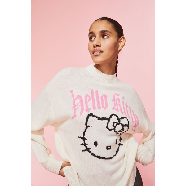 H&M Żakardowy sweter - 1089079002 Kremowy/Hello Kitty