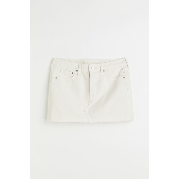 H&M Spódnica dżinsowa Low Waist - Niska talia - Krótka - 1062427002 Biały